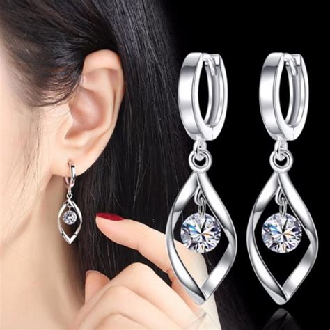 Fashion 925 Silver , Luxury Crystal , Stud Earrings, New Style Earring ...