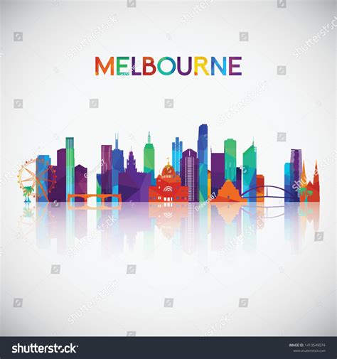 Melbourne Skyline Silhouette Colorful Geometric Style Stock Vector ...