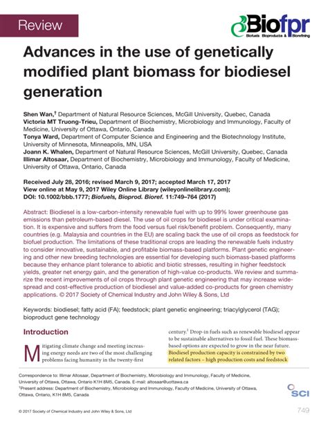 Bioproducts & Biorefining 11--749-764