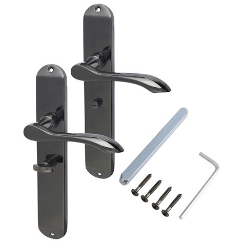 Hampstead Altea Door Handle - Bathroom Set - Black Nickel | IronmongeryDirect | Same Day Despatch