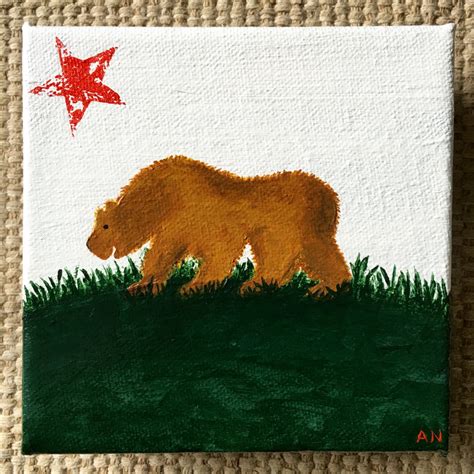 California flag on canvas grizzly bear California state flag