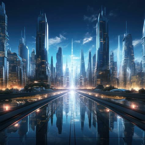 Futuristic cityscape with glowing high-tech architecture 29735814 Stock Photo at Vecteezy