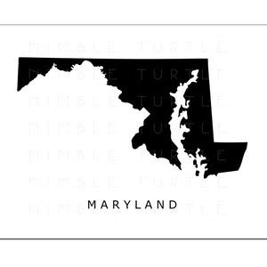 Maryland State Outline Watercolor Printable Maryland Wall Art Comes ...