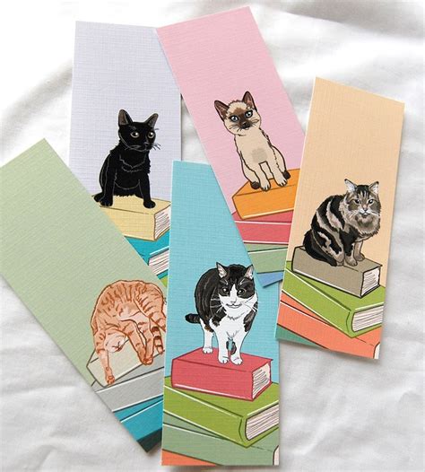 Black Cat Bookmarks Eco-friendly Set of 5 | Etsy