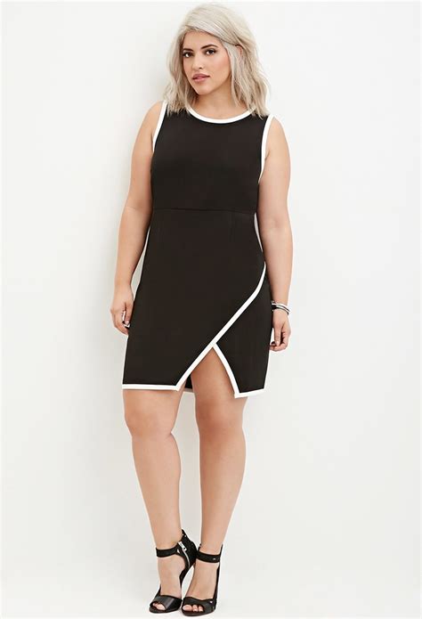 Lyst - Forever 21 Plus Size Contrast-trimmed Sheath Dress in Black