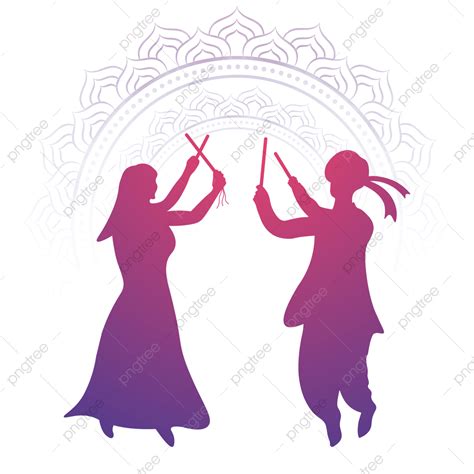 Navratri Festival Garba Couple Dancing Dandiya Raas Happy Durga Puja And Dussehra, Navratri ...