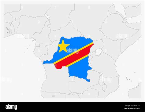 DR Congo map highlighted in DROC flag colors, gray map with neighboring countries Stock Vector ...