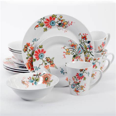 Gibson Home Retro Specks 12-Piece White and Multi Decorated Dinnerware ...