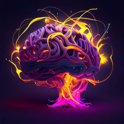 Premium Photo | Neon brain on black background illustration eps 10