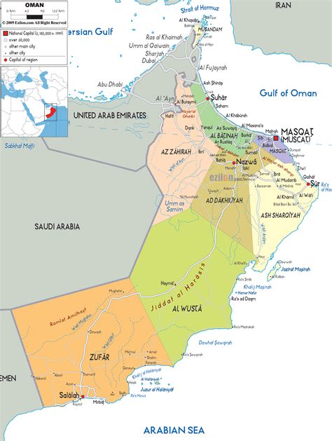 Detailed Political Map of Oman - Ezilon Maps