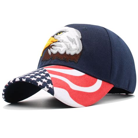 Feinuhan - USA American Flag Patriotic Eagle Hawk Embossed Adjustable Baseball Caps Hats ...