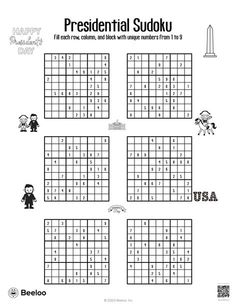 Presidential Sudoku • Beeloo Printable Crafts and Activities for Kids