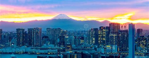 View of Mount Fuji from Tokyo Stock Photo - Image of buildings ...