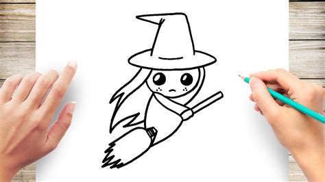 How to Draw Witch on a Broom - YouTube