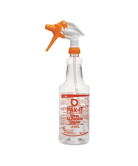 Empty Color-Coded Trigger-Spray Bottle, 32oz, for Orange Citrus Cleaner