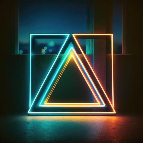 Premium Photo | Abstract art in neon spotlight in triangle frame isolated on black background