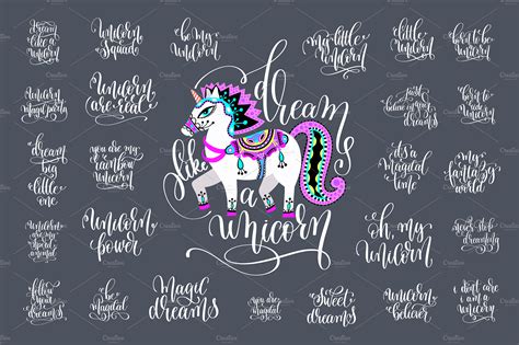 25 UNICORN QUOTES + 9 POSTERS ~ Illustrations ~ Creative Market