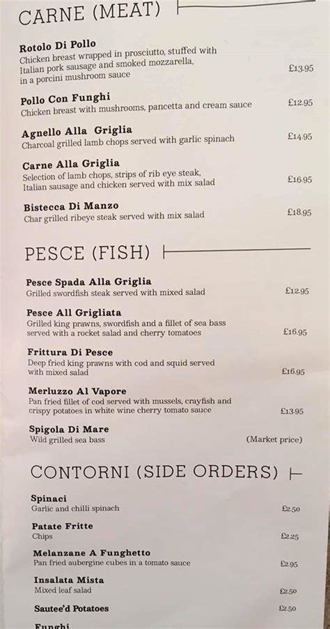 Menu at Sardinia - Italian Restaurant Broadstairs, Broadstairs