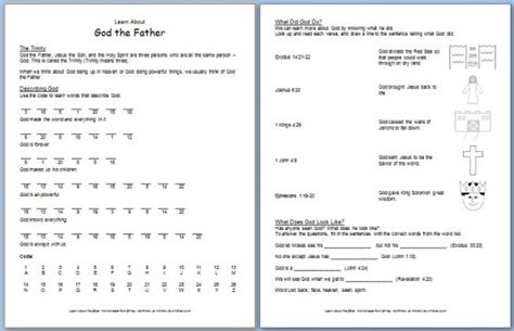 "God the Father" Free Bible Worksheet about the Trinity