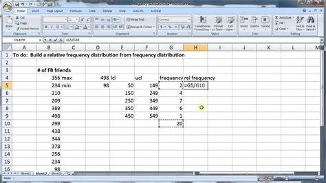 2.2 Construct relative frequency distribution using Excel - YouTube