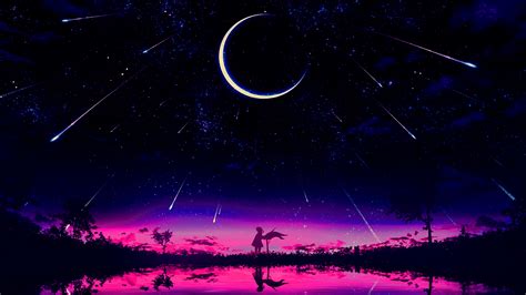 1600x900 Resolution Cool Anime Starry Night Illustration 1600x900 Resolution Wallpaper ...