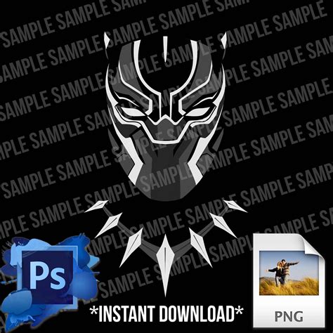 Black Panther Mask SVG File, Black Panther Helmet Necklace Clipart, PNG ...