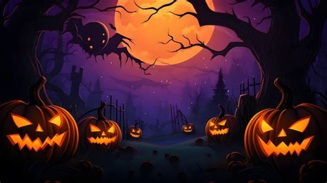 Halloween banner background with halloween pumpkin and night scene | Premium AI-generated image