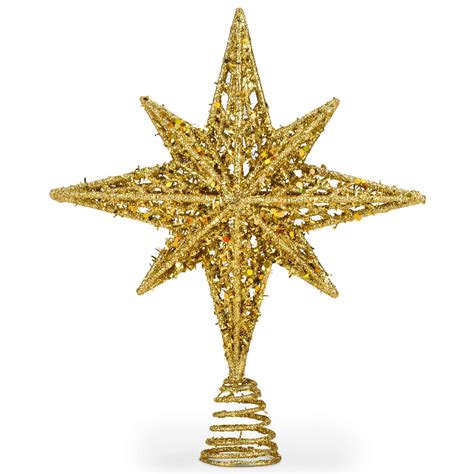 Buy 8 Inch Bethlehem Glitter Gold Star Christmas Tree Topper | Christmas Tree Toppers ...