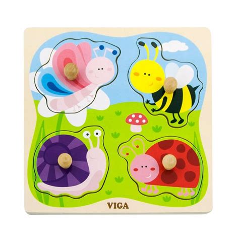 Flat Puzzle with Big Wooden Knob - Animal Set of 4