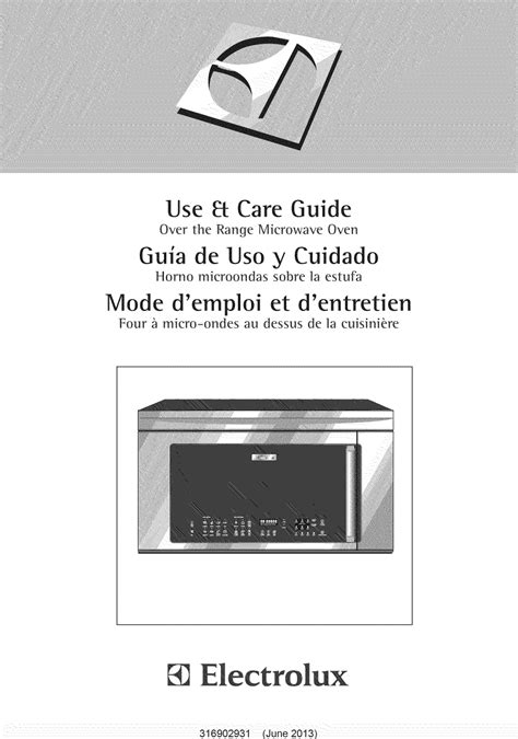 Electrolux EI30BM60MSB User Manual MICROWAVE OVEN Manuals And Guides ...