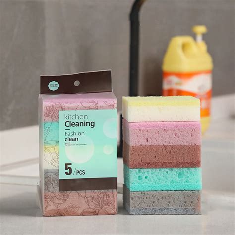 5PCS Kitchen Sponges Bulk Dishwashing Brush Pads Kitchen Non-Scratch Sponge Kitchen Cleaning for ...