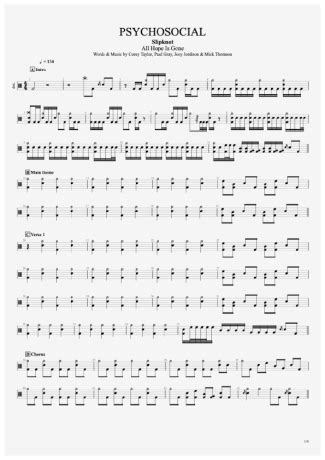 Slipknot - Psychosocial - Sheet Music For Drums