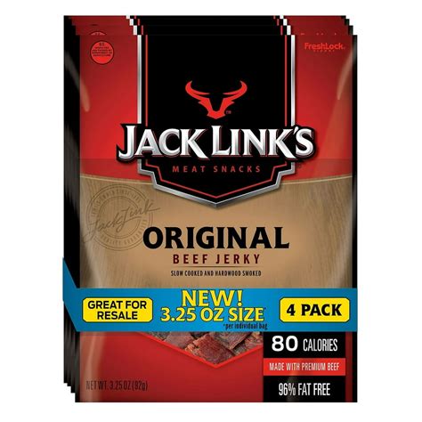 Jack Link's Original Beef Jerky, 3.25 Oz, 4 Ct - Walmart.com - Walmart.com