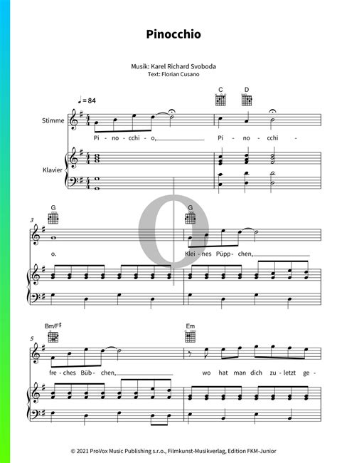 Pinocchio Piano Sheet Music from by Karel Gott - OKTAV