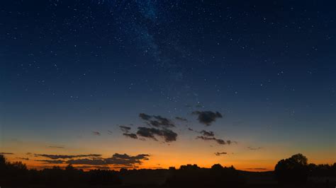 wallpaper starry sky, horizon, sunset, night, clouds, landscape HD : Widescreen : High ...