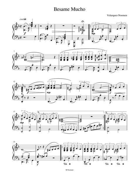 Besame Mucho final Sheet music for Piano | Download free in PDF or MIDI | Musescore.com