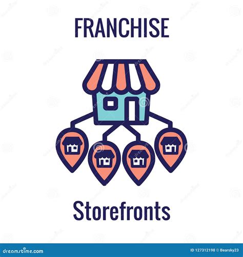 Franchise Icon Set with Home Office, Corporate Headquarters and Stock ...