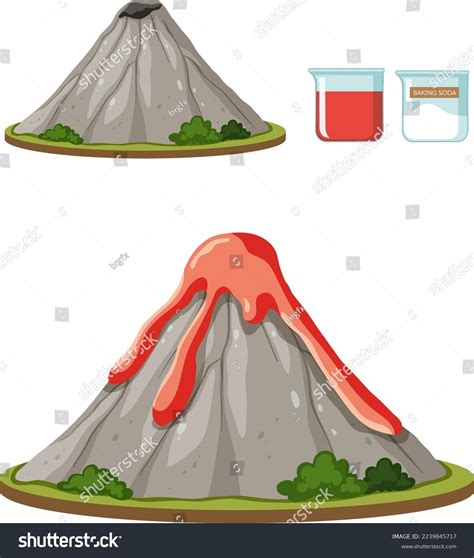 Set Volcano Science Experiment Illustration Stock Vector (Royalty Free ...