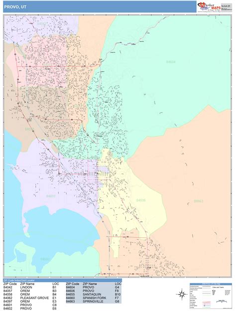 Provo Utah Wall Map (Color Cast Style) by MarketMAPS - MapSales