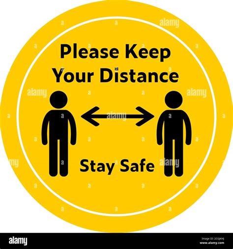 Please keep your distance and stay safe notice or warning stickers for ...