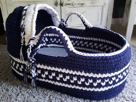 Baby Moses Basket Movable Bassinet/Couffins Crochet | Etsy | Baby moses ...