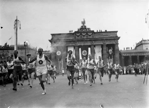 The first Olympic torch relay during the 1936 Berlin Olympics : r ...