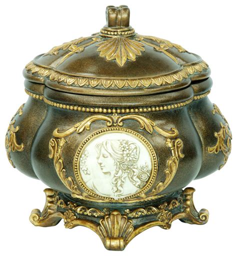 9" Tall Decorative Jewelry Box, Bronze Finish - Victorian - Jewelry ...