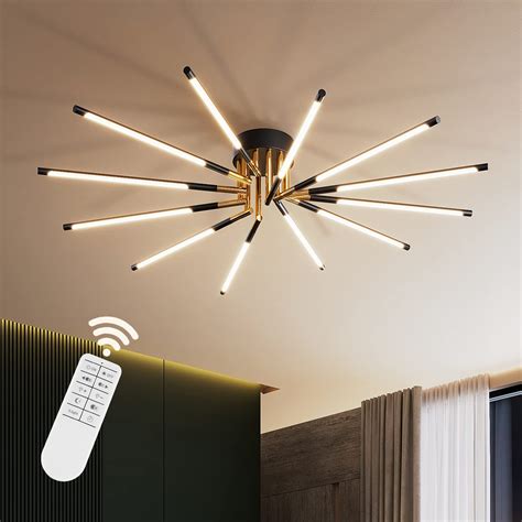 Kaiyuan Dimmable Modern Led Ceiling Light fixtures Black and Gold Light ...