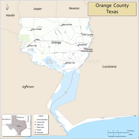 Orange County Map, Texas - Where is Located, Cities, Population ...