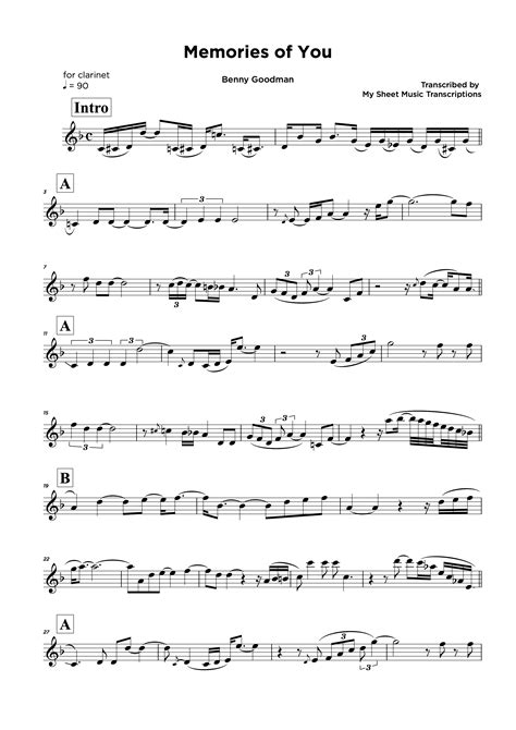 Lead sheet music transcription sample 1 - clarinet • My Sheet Music ...