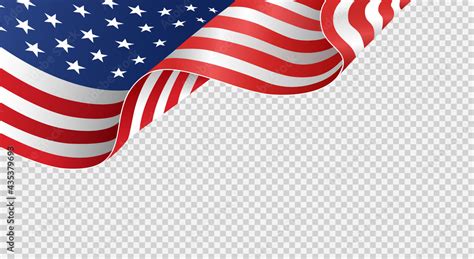 Waving flag of American isolated on png or transparent background,Symbols of USA , template for ...