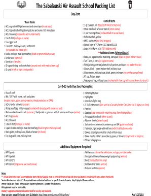 Air Assault Packing List - Fill and Sign Printable Template Online