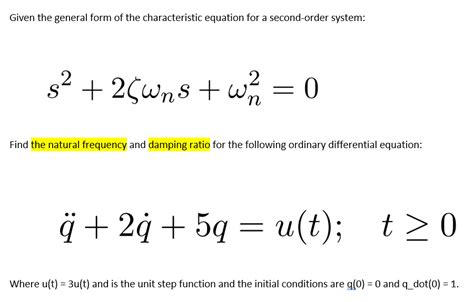 Solved Please find the natural frequency and damping ratio | Chegg.com