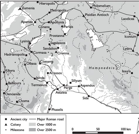 3 Map of Pisidia and Pamphylia. Sources: French 1988; S. Mitchell 1993 ...